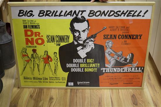 A James Bond Dr. No/Thunderball 1970s British Quad double bill film poster